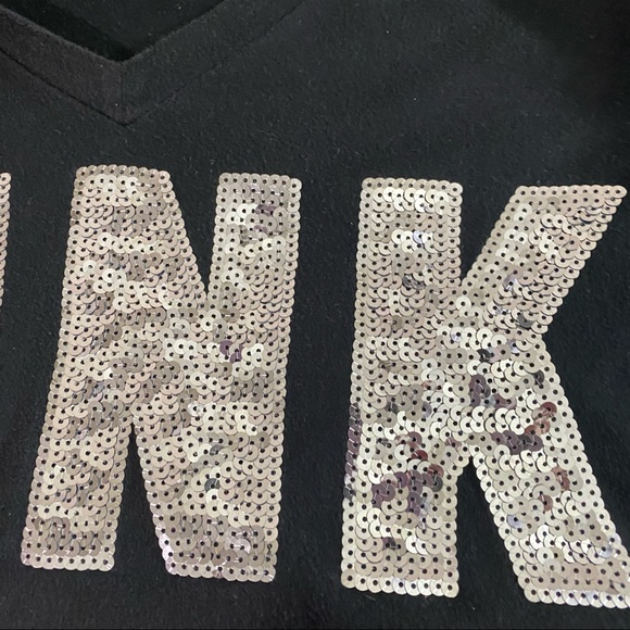 Victoria’s Secret PINK black bling V-Neck tee size small - Picture 8 of 10